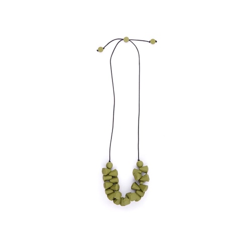 Collana KW - Greeni - Materials : wood  Length : 55 CM ( LONG / ADJUSTABLE )