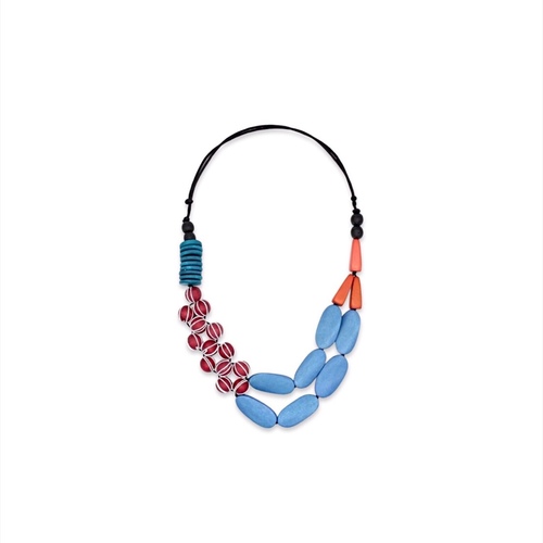 Colorful necklace - Materials: wood Length : 45 CM ( LONG / ADJUSTABLE )