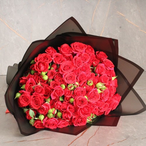 20 stmps baby roses bouquet - 20 stmps baby roses bouquet with black paper wrapping