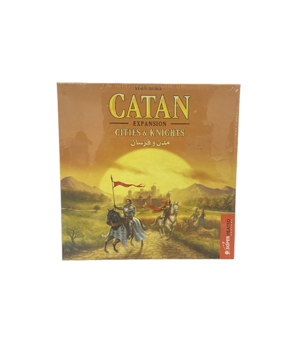 catan  cites and knights - Catan is in Danger! The island of Catan achieved a soaring success. Prosperous cities now aspire to become metropolises and refined resources are used to construct city halls, libraries and cathedrals. A competitive race for progress and power has begun! However, attracted by Catan’s famous wealth, ruthless barbarians sat sail towards the island’s shores. Luckily, the citizens were forewarned and have recruited knights to oppose the invasion. This expansion to the base game allows players to compete against each other and also join forces against a common enemy, brining a whole new dimension to the gameplay.
Catan Base Game is required to play this expansion.

• Players: 3-4
• Age: 12+
• Time: 120 min.