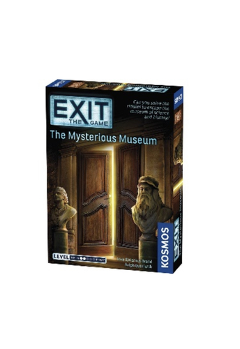 Exit: The Mysterious Museum - You are on a trip to the Florence Natural History Museum, intent on visiting the sunken treasure of the Santa Maria. Your relaxing day at the museum is quickly derailed by an incredible adventure! Can you solve the mysteries of the museum and find a way out? 

In Exit: The Game, players must use their team spirit, creativity, and powers of deduction to crack codes, solve puzzles, collect objects, and earn their freedom bit by bit. The hit escape room concept for home use. You must solve a series of riddles and puzzles to escape from a room. Each correct solution brings you to another riddle. How fast can you escape the room? Materials for 1 time use.

Players: 1-4
• Age: 10+
• Time: 60-120 min. 
• Difficulty: Beginner