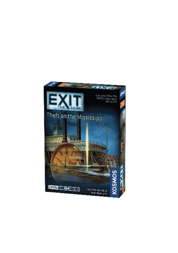 Exit: Theft on the Mississippi - Can you solve the robbery on the Mississippi River? You’re a team of investigators traveling the Mississippi on a paddle-wheel steamboat in 1872. Last night there was a robbery. A successful businessman was carrying documents of inestimable value, and now they have disappeared! The captain has asked for your help in finding out who did it, but time is running out. Can you find the culprit before the riverboat docks in New Orleans and the thief escapes into the night? Work together and solve all the puzzles together as fast as you can!

In Exit: The Game, players must use their team spirit, creativity, and powers of deduction to crack codes, solve puzzles, collect objects, and earn their freedom bit by bit. The hit escape room concept for home use. You must solve a series of riddles and puzzles to escape from a room. Each correct solution brings you to another riddle. How fast can you escape the room? Materials for 1 time use.

• Players: 1-4
• Age: 12+
• Time: 60-120 min. 
• Difficulty: Intermediate