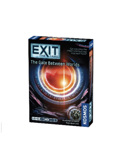 Exit: The Gate Between Worlds - Can you solve the riddles and find your way through the worlds and back home? 
You have followed an ancient map to a hidden cave which purportedly contains some kind of mysterious gate. Inside the cave, you find a large metal circle made of concentric rings embedded in the rock wall. You approach the gate hesitantly and touch it. To your astonishment, the metal rings can be rotated. Suddenly, everything goes dark around you. When you regain consciousness some time later, you are no longer in the cave, but in a bizarre new world. Where are you? And how are you supposed to find your way back to the world you know? Only by working together as a team, solving riddles as you travel from world to world, will you be able to make it home safely.

• Players: 1-4
• Age: 12+
• Time: 60-120 min. 
• Difficulty: Intermediate