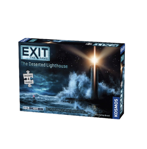 Exit: The Deserted Lighthouse (Puzzle) - In EXIT The Game: The Deserted Lighthouse, you must work to solve the riddles and reach the lighthouse’s top to activate its beacon, saving the approaching ship before it smashes against the rocks and sinks to the bottom of the sea.
Only this time it’s different because there are riddles within riddles hidden within puzzles. Like other EXITs before it, this game has no game board! But it also has no cards; instead, in this new addition to the EXIT series, there are four puzzles, which you will find during play and assemble one section at a time, one puzzle after another. Each puzzle creates an image that will show you what you need to find in the game and what each room looks like.
At the start of the game, all you have available to you are the puzzle bag containing pieces but there are also strange items to be found within the game that may be used to help solve the riddles found in each of the puzzles.
The game ends when you have solved the last riddle and reactivated the lighthouse beacon to save the ship from sinking.

• Players: 1-4
• Age: 12+
• Time: 120-180 min. 
• Difficulty: Advanced