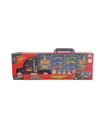 track carry caase - Description: Car carrier truck It is a fun and interactive portable stocking
stuffer that your child will love for years to come It can accommodate 24 vehiclesTransparent doors, easy to seeRemote handle for easy portability 













Age +3