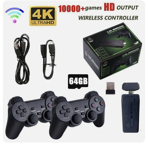 2.4g wireless controller gamepad - 【Relive
the Golden Age of Gaming】-
With over 10,000 classic games from the 80s and 90s, the retro swift game stick
is guaranteed to bring back those priceless memories!  【Enjoy
with Friends and Family】-
Share the nostalgia with your loved ones using the 2 free wireless controllers.
No lag or dead zone means you can game efficiently from the comfort of your
couch.  【Easy
to Use】- Simply connect the plug and play
Nostalgia Stick video game directly to your TV's HDMI port for an easy 4K game
stick lite that works seamlessly every time. It can also be connected to a
computer, monitor, projector, and more.  【HD
Output for a More Comfortable Gaming Experience】- Connect the Nostalgia Stick to
your 4K ultra-high-definition TV, monitor, or projector with HDMI input for
lively and interesting video games on the big screen.   







【Save
Money】- Get the console, 2 controllers,
memory chip, HDMI cable, and thousands of games for a fraction of the price
with the retroswift retro game stick bundle.