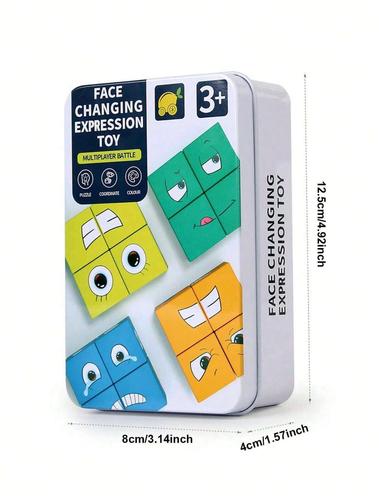 puzzle face - 【Fun Building Block Toy】The block puzzle toy has four colors blocks. Each side of the blocks has a different cartoon expressions and there are 50 cute emoticons on the directive cards. It looks very interesting so it can quickly arouse your child's interest. The cube expression blocks are made of eco-friendly wood covered with smooth and safe water-based paint which is odorless and non-toxic and perfect for children to play.【Numerous ways to arrange the cubes】Kids are enjoying making the faces from the cards and making their own faces. Great problem-solving skill development, small motor skill development, and self-esteem builder.【Family and Social Games】The sturdy packaging box makes this toy portable. Kids can play with their family members as well as their school classmates. This game promotes children's interpersonal skills and deepens friendships between children.【Improving Skills】The expression block toy has a cute and fun appearance so children will quickly concentrate on and enjoy this toy. It stimulates children's attention and enhances their hand-eye coordination, logical thinking, hands-on ability and fine motor skills. Also, the interesting game keeps children away from electronic screens, which helps protect their eyesight.