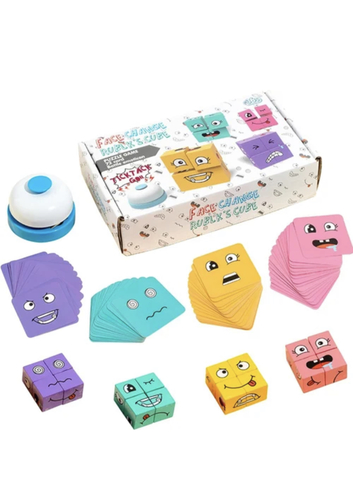 FACE CHANGE RUBIK CUBE - 【Fun Building Block Toy】The block puzzle toy has four colors blocks. Each side of the blocks has a different cartoon expressions and there are 50 cute emoticons on the directive cards. It looks very interesting so it can quickly arouse your child's interest. The cube expression blocks are made of eco-friendly wood covered with smooth and safe water-based paint which is odorless and non-toxic and perfect for children to play.【Numerous ways to arrange the cubes】Kids are enjoying making the faces from the cards and making their own faces. Great problem-solving skill development, small motor skill development, and self-esteem builder.【Family and Social Games】The sturdy packaging box makes this toy portable. Kids can play with their family members as well as their school classmates. This game promotes children's interpersonal skills and deepens friendships between children.【Improving Skills】The expression block toy has a cute and fun appearance so children will quickly concentrate on and enjoy this toy. It stimulates children's attention and enhances their hand-eye coordination, logical thinking, hands-on ability and fine motor skills. Also, the interesting game keeps children away from electronic screens, which helps protect their eyesight.