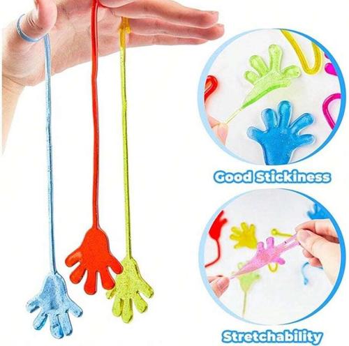 Sticky fingers - Each package contains 12 individually wrapped
sticky hands. Always have these novelty toys for kids at your next special
occasion.  Place these hands on walls or grab small,
lightweight objects from a distance!   The mini label is the perfect pairing for
candy bags.   





These sticky hands toys are sticky, stretchy,
sticky and a lot of fun! They come in a variety of vibrant colors such as blue,
orange, yellow and green