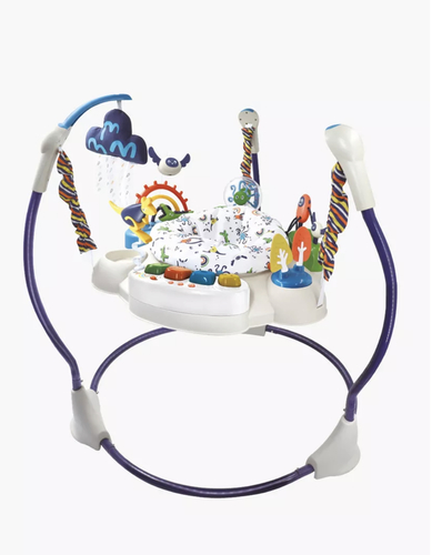 BABY ACTIVITY JUMBER TOY - This baby activity Jumper from Little Story is designed to enhance baby activities and learning through play. The 360-degree spinning seat will give toddlers access to all toys and accessories of Jumperoo. Your little one is going to have a fun-filled day when in this comfortable activity center. The front panel has a removable keyboard, and the space can be used to put some food for the baby to eat. The strong spring ensures maximum safety for the baby. Your little explorer will love all the fun around with the piano center, sport sensor, soft teether, octopus spinner rattle, crocodile gear, fabric hanging toy and small seesaw. This activity center can accompany your baby's growth with its adjustable three height levels