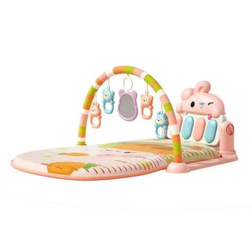 Baby fitness piano pink - Musical Baby Piano is a play mat with Piano. This is an activity
center tummy time floor mat for newborns and Infants, multi-color, Interactive hanging
toys, early development lights & sounds, polyester and fiber material, ideal
gift for holidays