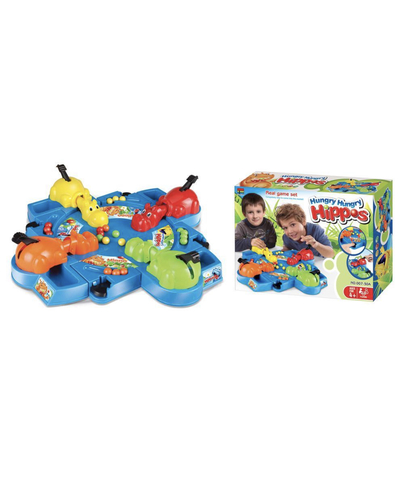 hippos toy - Jump
into the jungle and join the feeding frenzy! In the Hungry Hungry Hippos kids
board game, players try to make their hippo chomp the most marbles to win.
First, everyone releases their marbles into the center—and the chomping begins!
The faster a player presses their hippo's tail, the faster it will gobble the
marbles. When the chomping madness is over, each player counts their marbles.
(The golden marble is worth two!) Ready
for a new game? The marbles instantly reload for nonstop action! And when it’s
time to put the game away, store them in their convenient storage case. Then
push up the back levers of each hippo, and the game fits neatly in its box.
This fun and easy to learn preschool game for ages 4 and up is one of the best
family games for game night, and it’s a laugh-out-loud indoor game for kids
playdates. Looking
for fun gifts for kids? Preschool board games for families make great gifts for
girls and boys any time of the year! THE GAME OF MARBLE-CHOMPING MADNESS: Enjoy the
classic Hungry Hungry Hippos gameplay preschoolers know and love—with instant
marble reload, a quick set-up, and seamless storage EASY TO PLAY GAME FOR PRESCHOOLERS: In this
easy to learn children’s game, players pick 1 of 4 hippos, launch the marbles
into the center pond, and try to make their hippo gobble the most marbles to
win MARBLES INSTANTLY REOLAD: For nonstop action, the chomped marbles instantly reload in
the hippo’s trough—ready to be launched in the next game! Play again and again EASY STORAGE: No runaway marbles! Corral them in the convenient marble
storage case. To store the game or take it on the go, simply push up the levels
on each hippo, and the game fits neatly in its box A FAMILY GAME NIGHT FAVORITE: Remember playing the Hungry Hungry Hippos
game as a kid? Introduce a new generation to this great kids game for
playdates, Family Game Night, and rainy days. For 2 to 4 players
FUN GIFTS FOR PRESCHOOLERS: Kids board games make great holiday or
birthday gifts for 4 year old boys and girls and up