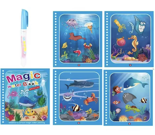 Creative Magical Watercolor Painting Book Sea Life - Children's creative magic watercolor painting book  helps to   Intellectual development   Brain development   Hands-on ability    age +2