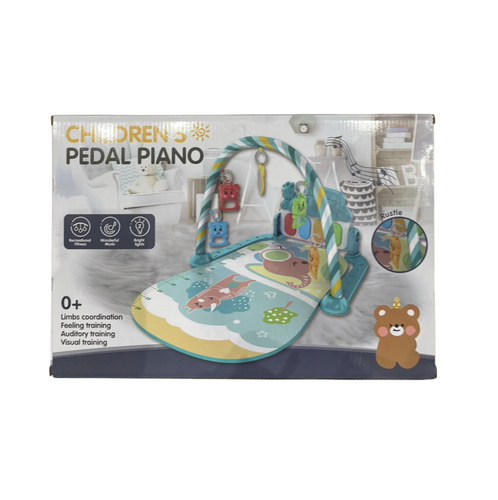Baby fitness piano blue - Musical Baby Piano is a play mat with Piano. This is an activity
center tummy time floor mat for newborns and Infants, multi-color, Interactive hanging
toys, early development lights & sounds, polyester and fiber material, ideal
gift for holidays