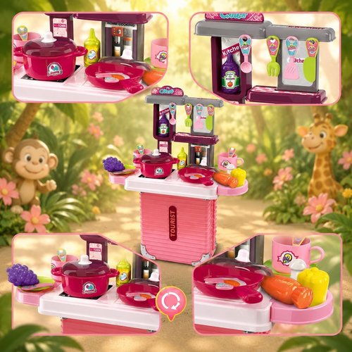 FunBlast Kitchen Set for Kids Toy with Carry Case - Pretend Play Toys for 3+ Girls, Boys, Cooking