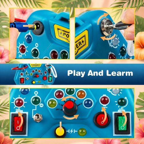 Toddler Toys LED Busy Board,Montessori Toy for 1-3 Year Old, Kids Sensory Board, Light Switches