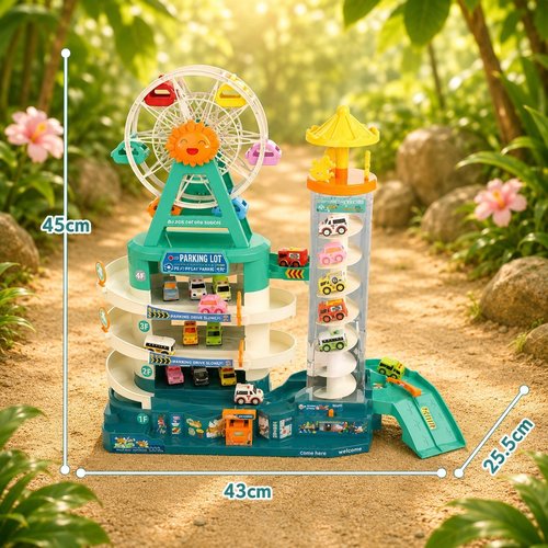 Ferris Wheel & ElevatorCar Adventure- 4 Level Parking with Light –Music