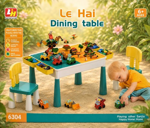 2-in-1 Kids Building Block Table and Activity Dining Set (366 Pieces)
