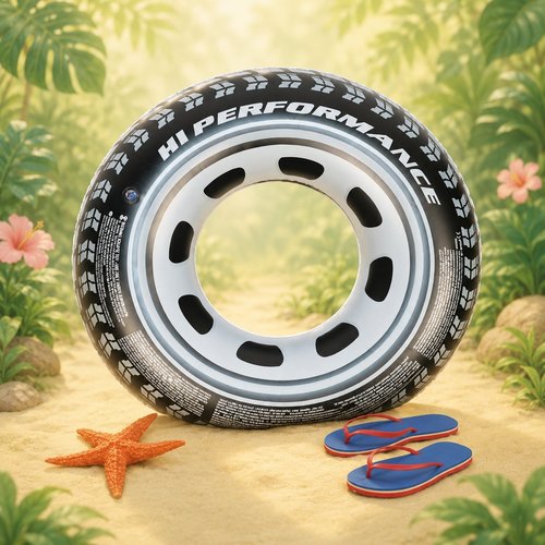 Giant Tire Inflatable Floating Swimming Tube Tyre Adult Swimming Ring(9 + Years Up)(Size - 80 cm)