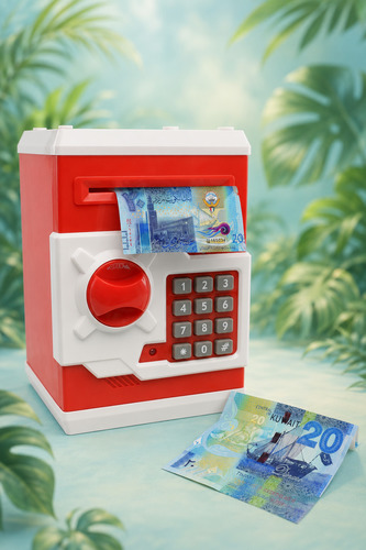 creation money safe ATM with Password and electronic lock, Piggy Bank for Kids Coin Bank (Red)