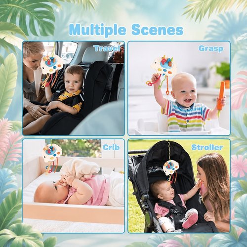 Elephant Pull String Sensory Toys for Todlers | Teething Toy for Babies 6+ Months