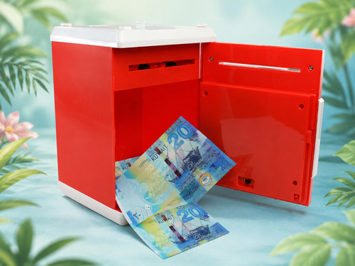 creation money safe ATM with Password and electronic lock, Piggy Bank for Kids Coin Bank (Red)
