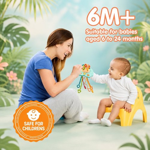 Elephant Pull String Sensory Toys for Todlers | Teething Toy for Babies 6+ Months