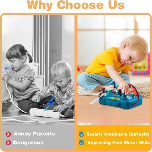 Toddler Toys LED Busy Board,Montessori Toy for 1-3 Year Old, Kids Sensory Board, Light Switches