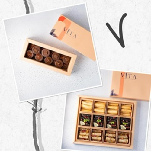 V - contains : - losha - pecan & kinder bites