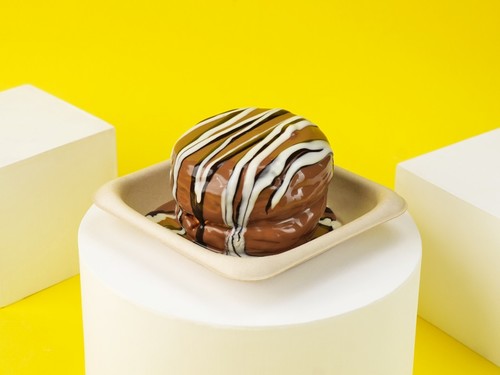 Japanese pancake belgian - a souffle tender japanese pancake sauced with belgian milk chocolate drizzled with dark and white belgian chocolate