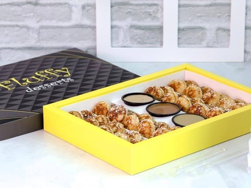 Mini Pancake Box - Mini pancake box contains 40 PCS with your choice of 3 favorite sauces