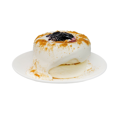 Japanese Pancake - Blueberry - a souffle Japanese pancake with creamy cheese sauce flavoured with blueberry jam