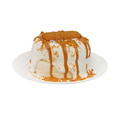 Japanese Pancake - Lotus - A souffle Japanese pancake sauced with cream cheese sauce flavored with lotus sauce topped with crushed lotus biscuit