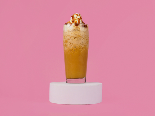 Caramel Frappuccino - Caramel Frappuccino with rich caramel sauce, coffee, and sweetened whipped cream.
