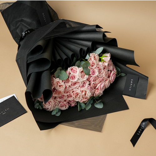 Majolika - Elegant pink baby roses wrapped in classy . the perfect bouquet for any occasion