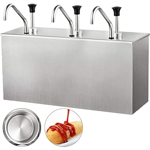 3.5L*3 Stainless Steel Dispenser With Pump C#329 - Pump Sauce
Three basins of a capacity of 3.5 liters per basin
 Dimensions 520 * 180 * 380 mm
 High quality