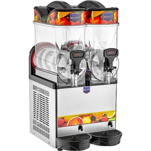 Owjar - Double Tanks Slush Machine 10liter/Tank  C#14 - Double tub slush machine 10 liter capacity per basin
 Power 1100W 
Dimensions 400 * 510 * 830 mm Embraco compressor
   
Made in Turkey 
Brand Remta