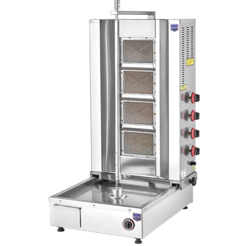 Shawarma 4 Burners Gas Under Motor C#53 - Shawarma machine 4 burners 
Contains under motor kebab skewers holders
Shawarma skewer  capacity from 40 - 50 kg 
Dimensions 1280 * 700 * 520 mm 
Made in Turkey
 Brand Remta