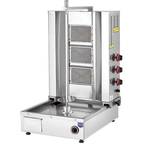 Shawarma 3 Burners Gas Under Motor C#54 - Shawarma machine 3 burners
 Contains under motor  kebab skewers holders
Shawarma skewer  capacity from 20 - 30 kg 
Dimensions: 520 * 700 * 1000 mm 
Made in Turkey
 Brand Remta