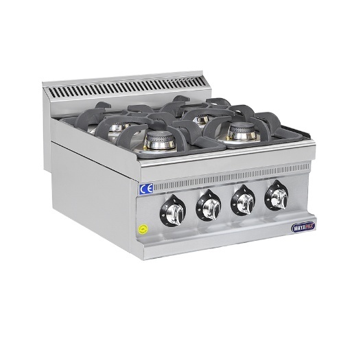 Cooker w/4 Burners 600 Series Gas C#141 - 4 burner cooker
Stainless steel body
Cast iron grill and stoves
It works on liquefied petroleum gas and natural gas
 4 burners capacity 
Dimensions: 600 * 600 * 270 mm
 Made in Turkey 
Brand Mayapaz