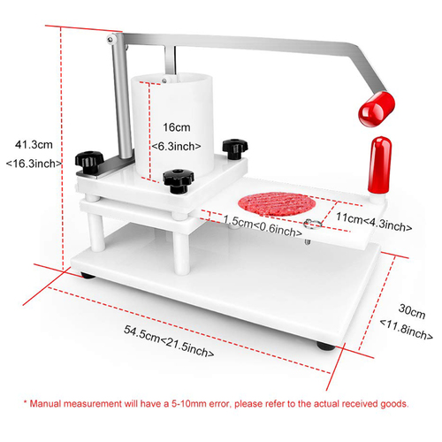 Commercial hamburger patty press C#499 - made of food-grade PE material and stainless steel.  Non-toxic, sanitary, and easy cleaning.