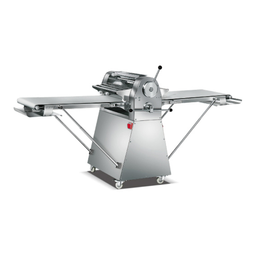 Free Standing Dough Sheeter #743 - Dimensions: 2950*1100*620mm Packing size: 1180*1130*1060mm Conveyor Belt Size: 630*2400mm Power: 0.75KW - 0.8KW Volts:220V/380V/50Hz