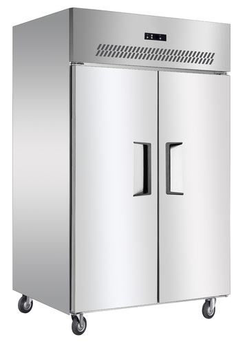 Two full door upright freezer #907 - one full door upright freezer
220V50HZ
 -5~-20℃
Power  680 w
size: 1210*760*1980mm
air cooling
S/S304 for in and out, normal white rack
Cubigel compressor, Gas: R290a,
wheels , Big controller,