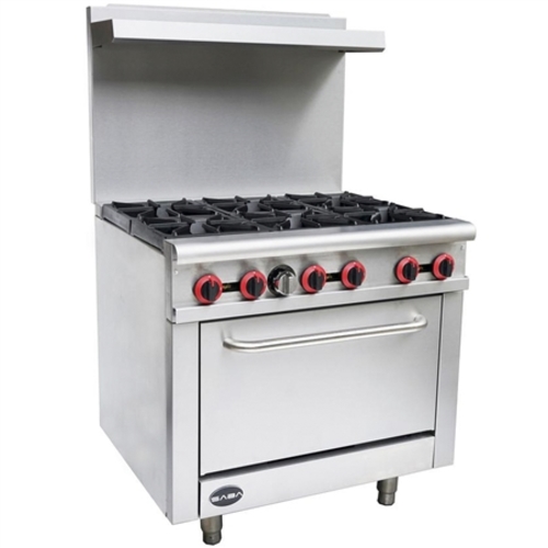 gas cooker with gas oven #960 - Dimension:915*830*908+624mm Gas:LPG Heat :6*8KW+8KW N/W:105kg