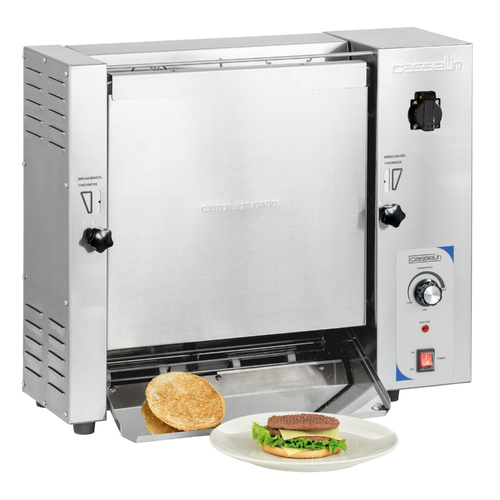 Vertical bread & bagel toaster, 2-Slice #962 - - Stainless steel housing
- On/Off switch
- Automatic conveyor
- 2 separate areas for the top and bottom of the burger
- Toast in 24 seconds
- Production capacity: 1400 toasts/hour
- Adjustable thermostat from 60°C to 300°C
- 2 reusable cooking papers
- Frequency: 50/60 Hz
- Power: 2.2 kW / 230 V
- Dimensions: W 670 x D 320 x H 570 mm
- Weight: 26 kg
Brand MAYFAIR