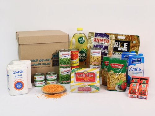 Tawfeer Food Box - New - Rice 5 KG | Sunflower Cooking Oil 1.5 L | 100 Tea Bags Pack | Lentils 500G | Canned Green Peas 400g*2 | Canned Chickpeas 400g*2 | Canned Foul 400g*2 | Light Meat Tuna 85g*4 | Macaroni 400g*2 | Patent Flour 1KG*2 | Tomato Paste 135g*4 | Long Life Milk 1L*2 | Vermicelli 150g