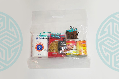 Food Box Food Supplies - Food Bag (1) - Macaroni 500g | Tomato Paste 135g | Foul 400g | Chickpeas 400g | Flour 1 KG