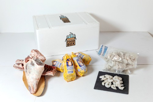 Eydaam Box - Frozen Chicken 900g * 5 (Kuwaiti / Saudi) | Frozen Shrimps 26/36 1KG*3 | Frozen Australian Lamb Meat 1KG*2.5