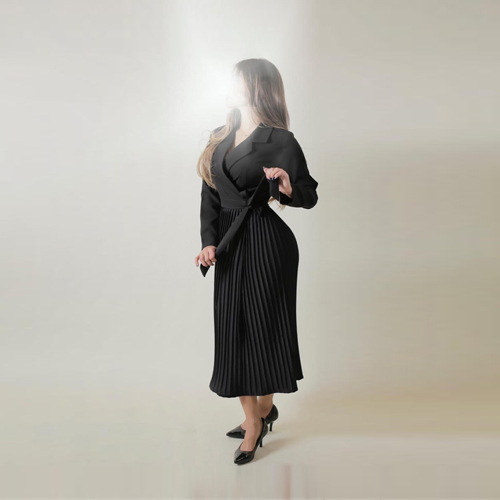 Exclusive Online Women's Clothing Store in Kuwait - blazer dress BD1 - Long pleated wrap blazer