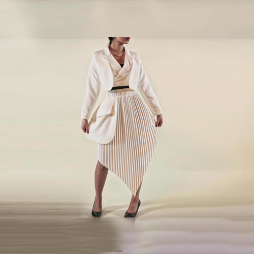 Exclusive Online Women's Clothing Store in Kuwait - top blazer with skirt (CB1) - Color: green, off white, black